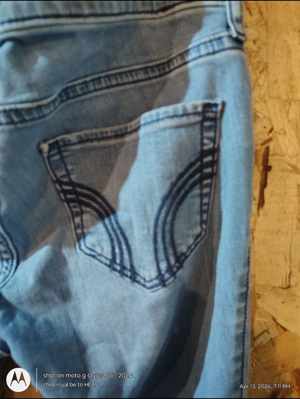 Hollister Light Blue Denim Jeans W/ Paint Affect Sz 3